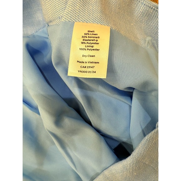 NWT Talbots Size 16W Petite Southampton Straight Leg Light Blue Linen Pants New - Picture 6 of 6